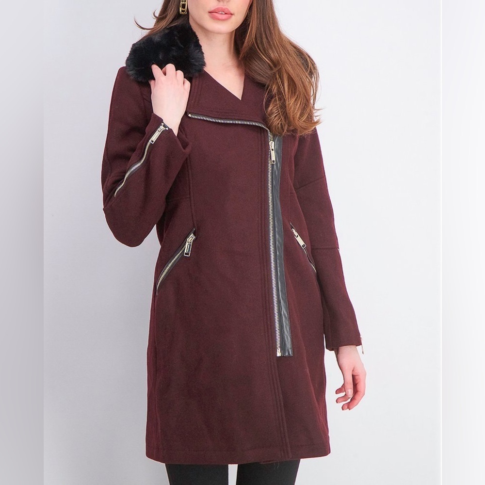 Michael Michael Kors Women's Faux-Fur-Trim Asymmetrical Coat XXSP